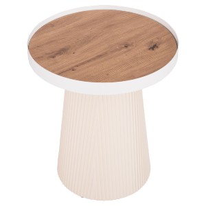 73691 ΤΡΑΠΕΖΑΚΙ ΒΟΗΘΗΤΙΚΟ DENTON HM18023.02 MDF TOP ΦΥΣΙΚΟ ΞΥΛΟΥ-ΒΑΣΗ ΛΕΥΚΗ Φ45x51,5Υεκ.