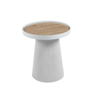 73691 ΤΡΑΠΕΖΑΚΙ ΒΟΗΘΗΤΙΚΟ DENTON HM18023.02 MDF TOP ΦΥΣΙΚΟ ΞΥΛΟΥ-ΒΑΣΗ ΛΕΥΚΗ Φ45x51,5Υεκ.