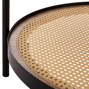 73700 ΤΡΑΠΕΖΙ ΣΑΛΟΝΙΟΥ SEITZ HM18030 ΓΥΑΛΙ TOP-ΜΕΤΑΛΛΟ-RATTAN ΣΕ ΦΥΣΙΚΟ Φ80x45Υεκ.