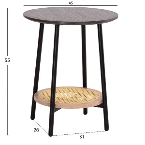 73706 ΒΟΗΘΗΤΙΚΟ ΤΡΑΠΕΖAKI SEWELL HM18034 MDF ΣΕ ZEBRANO-ΜΕΤΑΛΛΙΚΑ ΠΟΔΙΑ-WICKER Φ45x55Υεκ