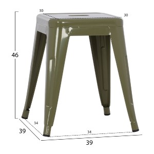 73799 ΣΚΑΜΠΟ ΜΕΤΑΛΛΙΚΟ MELITA HM0096.43 ΣΕ DARK OLIVE ΧΡΩΜΑ 39x39x46Υεκ.