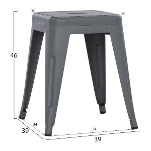 73802 ΣΚΑΜΠΟ ΜΕΤΑΛΛΙΚΟ MELITA HM0096.50 ΣΕ ΓΚΡΙ ΜΑΤ ΧΡΩΜΑ 39x39x46Υεκ.