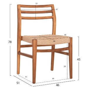 74113 ΚΑΡΕΚΛΑ ΤΡΑΠΕΖΑΡΙΑΣ HERRIN HM18231 ΞΥΛΟ TEAK-ΣΧΟΙΝΙ VIRO 46x51x78Υεκ.