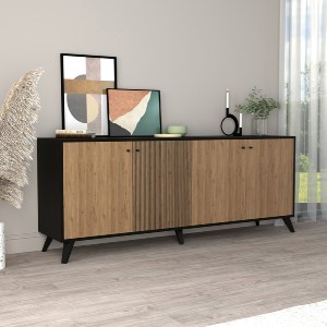 74117 ΜΠΟΥΦΕΣ ΜΕΛΑΜΙΝΗΣ KRUDEN HM9446.11 ΜΑΥΡΟ-ΦΥΣΙΚΟ 180x40x78.6Υεκ.