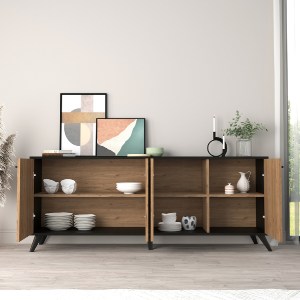 74117 ΜΠΟΥΦΕΣ ΜΕΛΑΜΙΝΗΣ KRUDEN HM9446.11 ΜΑΥΡΟ-ΦΥΣΙΚΟ 180x40x78.6Υεκ.