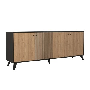 74117 ΜΠΟΥΦΕΣ ΜΕΛΑΜΙΝΗΣ KRUDEN HM9446.11 ΜΑΥΡΟ-ΦΥΣΙΚΟ 180x40x78.6Υεκ.