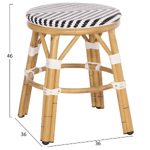 74142 ΣΚΑΜΠΟ ΑΛΟΥΜΙΝΙΟΥ CHINO HM6285.03 BAMBOO LOOK-TEXTILENE ΛΕΥΚΟ-ΜΑΥΡΟ Φ36x46Υεκ.