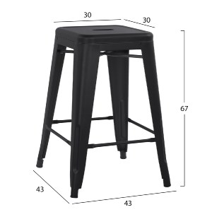 74146 ΣΚΑΜΠΟ ΜΕΣΑΙΟΥ ΥΨΟΥΣ ΜΕΤΑΛΛΙΚΟ MELITA-PRO HM8573.42 ΜΑΥΡΟ ΜΑΤ 43x43x67Υεκ.