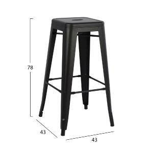 74153 ΣΚΑΜΠΟ ΜΠΑΡ ΜΕΤΑΛΛΙΚΟ MELITA-PRO HM8642.42 ΣΕ ΜΑΥΡΟ ΜΑΤ 43x43x78Υεκ.
