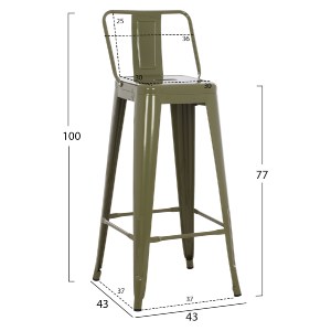 74154 ΣΚΑΜΠΟ BAR ME ΠΛΑΤΗ ΜΕΤΑΛΛΙΚΟ MELITA-PRO HM8643.43 DARK OLIVE GREEN 42x42x100Υεκ.