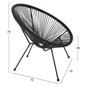 74188 ΣΕΤ ΕΞΩΤΕΡΙΚΟΥ ΧΩΡΟΥ 3ΤΜΧ ACAPULCO HM21101 TWISTED WICKER-ΜΕΤΑΛΛΟ ΣΕ ΜΑΥΡΟ