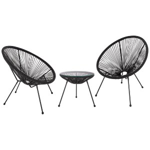74188 ΣΕΤ ΕΞΩΤΕΡΙΚΟΥ ΧΩΡΟΥ 3ΤΜΧ ACAPULCO HM21101 TWISTED WICKER-ΜΕΤΑΛΛΟ ΣΕ ΜΑΥΡΟ