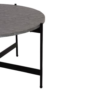 74193 ΣΕΤ 2ΤΜΧ ΤΡΑΠΕΖΙΑ ΣΑΛΟΝΙΟΥ RONDA HM21089.01 MDF ΓΚΡΙ ΜΑΡΜΑΡΟ Φ80εκ & Φ50εκ