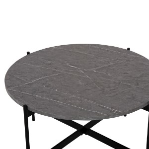 74193 ΣΕΤ 2ΤΜΧ ΤΡΑΠΕΖΙΑ ΣΑΛΟΝΙΟΥ RONDA HM21089.01 MDF ΓΚΡΙ ΜΑΡΜΑΡΟ Φ80εκ & Φ50εκ