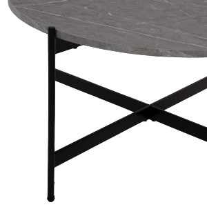 74193 ΣΕΤ 2ΤΜΧ ΤΡΑΠΕΖΙΑ ΣΑΛΟΝΙΟΥ RONDA HM21089.01 MDF ΓΚΡΙ ΜΑΡΜΑΡΟ Φ80εκ & Φ50εκ