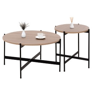 74194 ΣΕΤ 2ΤΜΧ ΤΡΑΠΕΖΙΑ ΣΑΛΟΝΙΟΥ RONDA HM21089.02 MDF ΣΟΝΑΜΑ Φ80εκ & Φ50εκ