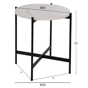 74196 ΣΕΤ 2ΤΜΧ ΤΡΑΠΕΖΙΑ ΣΑΛΟΝΙΟΥ RONDA HM21089.04 MDF ΛΕΥΚΟ ΜΑΡΜΑΡΟ Φ80εκ & Φ50εκ
