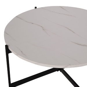 74196 ΣΕΤ 2ΤΜΧ ΤΡΑΠΕΖΙΑ ΣΑΛΟΝΙΟΥ RONDA HM21089.04 MDF ΛΕΥΚΟ ΜΑΡΜΑΡΟ Φ80εκ & Φ50εκ