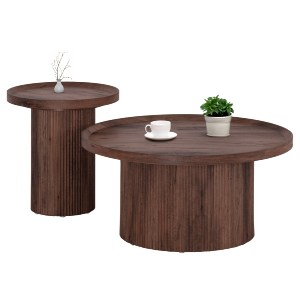 74200 ΣΕΤ 2ΤΜΧ ΤΡΑΠΕΖΙΑ ΣΑΛΟΝΙΟΥ MARGON HM21084 MDF ΣΚΟΥΡΟ ΚΑΦΕ Φ80εκ & Φ45εκ