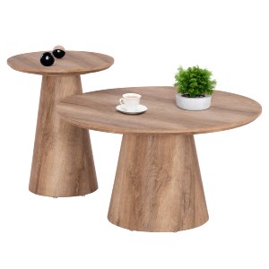 74201 ΣΕΤ 2ΤΜΧ ΤΡΑΠΕΖΙΑ ΣΑΛΟΝΙΟΥ KARAN HM21085 MDF ΦΥΣΙΚΟ ΞΥΛΟΥ Φ80εκ & Φ45εκ