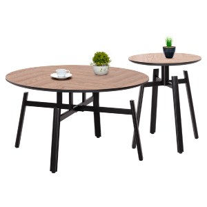 74211 ΣΕΤ 2ΤΜΧ ΤΡΑΠΕΖΙΑ ΣΑΛΟΝΙΟΥ NORTON HM21088 MDF-ΜΕΤΑΛΛΟ Φ80εκ & Φ45εκ