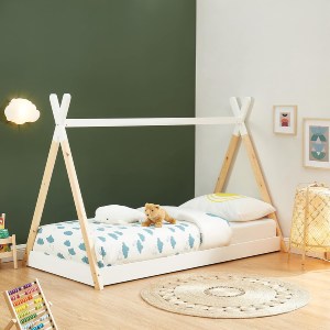 74222 ΚΡΕΒΑΤΙ ΠΑΙΔΙΚΟ MUNK HM699.03 τ.MONTESSORI ΞΥΛΟ ΠΕΥΚΟΥ ΦΥΣΙΚΟ-ΛΕΥΚΟ- 190x90εκ