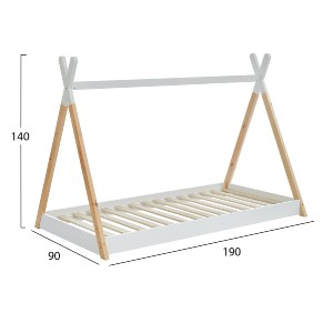 74222 ΚΡΕΒΑΤΙ ΠΑΙΔΙΚΟ MUNK HM699.03 τ.MONTESSORI ΞΥΛΟ ΠΕΥΚΟΥ ΦΥΣΙΚΟ-ΛΕΥΚΟ- 190x90εκ