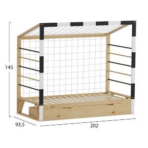 74223 ΚΡΕΒΑΤΙ ΠΑΙΔΙΚΟ ΜΕ ΣΥΡΤΑΡΙ GOALIE HM700 ΞΥΛΟ ΠΕΥΚΟΥ ΦΥΣΙΚΟ-ΛΕΥΚΟ-ΜΑΥΡΟ- 190x90εκ