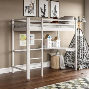 74227 ΠΑΙΔΙΚΟ ΚΡΕΒΑΤΙ ΚΟΥΚΕΤΑ ΜΕ ΓΡΑΦΕΙΟ AKRON HM702.03 ΞΥΛΟ ΠΕΥΚΟΥ ΛΕΥΚΟ-ΣΤΡΩΜΑ 90x190εκ