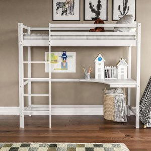 74227 ΠΑΙΔΙΚΟ ΚΡΕΒΑΤΙ ΚΟΥΚΕΤΑ ΜΕ ΓΡΑΦΕΙΟ AKRON HM702.03 ΞΥΛΟ ΠΕΥΚΟΥ ΛΕΥΚΟ-ΣΤΡΩΜΑ 90x190εκ