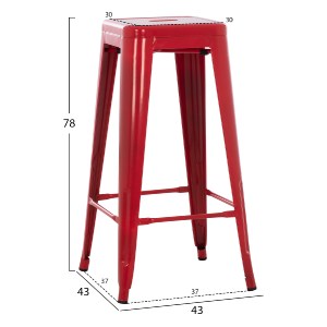 74236 ΣΚΑΜΠΟ ΜΠΑΡ ΜΕΤΑΛΛΙΚΟ MELITA-PRO HM8642.44 ΣΕ ΚΟΚΚΙΝΟ 43x43x78Υεκ.