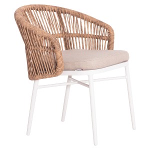 74249 ΠΟΛΥΘΡΟΝΑ ΑΛΟΥΜΙΝΙΟΥ ORIN HM6265.02 ΛΕΥΚΗ-P.E.RATTAN ΦΥΣΙΚΟ-ΜΠΕΖ ΜΑΞΙΛΑΡΙΑ 58x61x75Υ