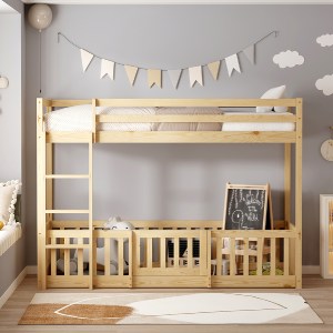 74251 ΠΑΙΔΙΚΗ ΚΟΥΚΕΤΑ ΜΕ ΠΑΡΚΑΚΙ PLAYKID HM703.01 ΞΥΛΟ ΠΕΥΚΟΥ ΦΥΣΙΚΟ ΓΙΑ 190x90εκ