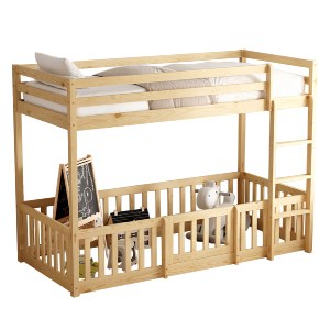 74251 ΠΑΙΔΙΚΗ ΚΟΥΚΕΤΑ ΜΕ ΠΑΡΚΑΚΙ PLAYKID HM703.01 ΞΥΛΟ ΠΕΥΚΟΥ ΦΥΣΙΚΟ ΓΙΑ 190x90εκ