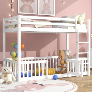 74252 ΠΑΙΔΙΚΗ ΚΟΥΚΕΤΑ ΜΕ ΠΑΡΚΑΚΙ PLAYKID HM703.03 ΞΥΛΟ ΠΕΥΚΟΥ ΛΕΥΚΟ ΓΙΑ 190x90εκ