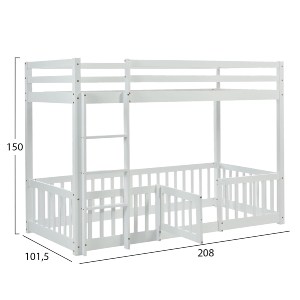 74252 ΠΑΙΔΙΚΗ ΚΟΥΚΕΤΑ ΜΕ ΠΑΡΚΑΚΙ PLAYKID HM703.03 ΞΥΛΟ ΠΕΥΚΟΥ ΛΕΥΚΟ ΓΙΑ 190x90εκ