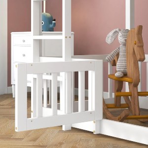 74252 ΠΑΙΔΙΚΗ ΚΟΥΚΕΤΑ ΜΕ ΠΑΡΚΑΚΙ PLAYKID HM703.03 ΞΥΛΟ ΠΕΥΚΟΥ ΛΕΥΚΟ ΓΙΑ 190x90εκ