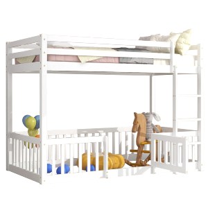 74252 ΠΑΙΔΙΚΗ ΚΟΥΚΕΤΑ ΜΕ ΠΑΡΚΑΚΙ PLAYKID HM703.03 ΞΥΛΟ ΠΕΥΚΟΥ ΛΕΥΚΟ ΓΙΑ 190x90εκ