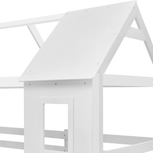 74258 ΠΑΙΔΙΚΗ ΚΟΥΚΕΤΑ ΣΠΙΤΑΚΙ  τ.MONTESSORI HOOD HM705.03 ΞΥΛΟ ΠΕΥΚΟΥ ΣΕ ΛΕΥΚΟ-ΣΤΡΩΜΑΤΑ 190x90εκ