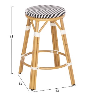 74275 ΣΚΑΜΠΟ ΑΛΟΥΜΙΝΙΟΥ ΜΕΣ.ΥΨΟΥΣ CHINO HM6286.03 BAMBOO LOOK & TEXTILENE ΜΑΥΡΟ 43x43x65Υεκ