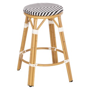 74275 ΣΚΑΜΠΟ ΑΛΟΥΜΙΝΙΟΥ ΜΕΣ.ΥΨΟΥΣ CHINO HM6286.03 BAMBOO LOOK & TEXTILENE ΜΑΥΡΟ 43x43x65Υεκ