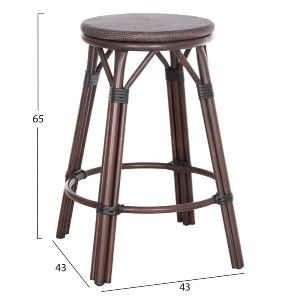 74285 ΣΚΑΜΠΟ ΑΛΟΥΜΙΝΙΟΥ ΜΕΣ.ΥΨΟΥΣ CHINO HM6286.01 BAMBOO LOOK & TEXTILENE ΚΑΦΕ 43x43x65Υεκ