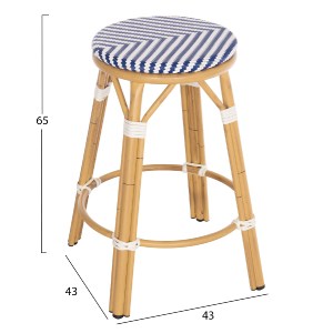 74287 ΣΚΑΜΠΟ ΑΛΟΥΜΙΝΙΟΥ ΜΕΣ.ΥΨΟΥΣ CHINO HM6286.05 BAMBOO LOOK & TEXTILENE ΜΠΛΕ 43x43x65Υεκ