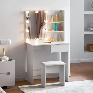 74294 ΤΟΥΑΛΕΤΑ ΜΕ ΦΩΤΙΣΜΟ LED & ΡΑΦΙΑ LAURYN HM2501.03 ΜΕΛΑΜΙΝΗ ΣΕ ΛΕΥΚΟ 75x40x134.5Υεκ