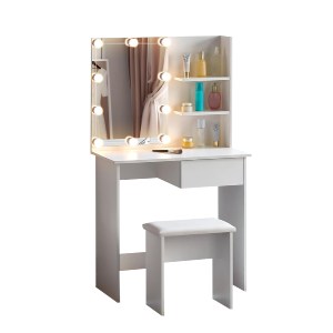 74294 ΤΟΥΑΛΕΤΑ ΜΕ ΦΩΤΙΣΜΟ LED & ΡΑΦΙΑ LAURYN HM2501.03 ΜΕΛΑΜΙΝΗ ΣΕ ΛΕΥΚΟ 75x40x134.5Υεκ