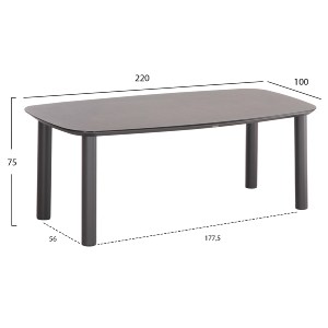 74301 ΤΡΑΠΕΖΙ DOSUN HM6202.01 ΓΚΡΙ ΑΛΟΥΜΙΝΙΟ-3D PRINT ΓΥΑΛΙ-ΚΕΡΑΜΙΚΟ LOOK 220x100x75Υεκ