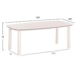 74302 ΤΡΑΠΕΖΙ DOSUN HM6202.02 ΚΡΕΜ ΑΛΟΥΜΙΝΙΟ-3D PRINT ΓΥΑΛΙ ΚΕΡΑΜΙΚΟ LOOK 220x100x75Υεκ
