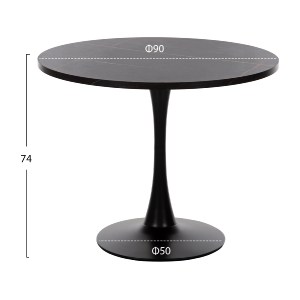 74303 ΤΡΑΠΕΖΙ ΤΡΑΠΕΖΑΡΙΑΣ ROLLO HM9421.12 ΣΤΡΟΓΓΥΛΟ BLACK MARBLE Φ90x74Υεκ.