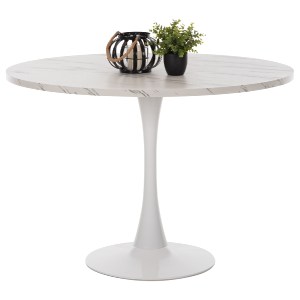 74304 ΤΡΑΠΕΖΙ ΤΡΑΠΕΖΑΡΙΑΣ ROLLO HM9422.11 ΣΤΡΟΓΓΥΛΟ WHITE MARBLE Φ120x74Yεκ.