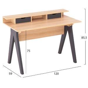 74339 ΓΡΑΦΕΙΟ REXIN HM18290 ΜΕΛΑΜΙΝΗ ΣΕ SONAMA-ΓΚΡΙ 120x19-59x75-85,5ΥΥεκ.